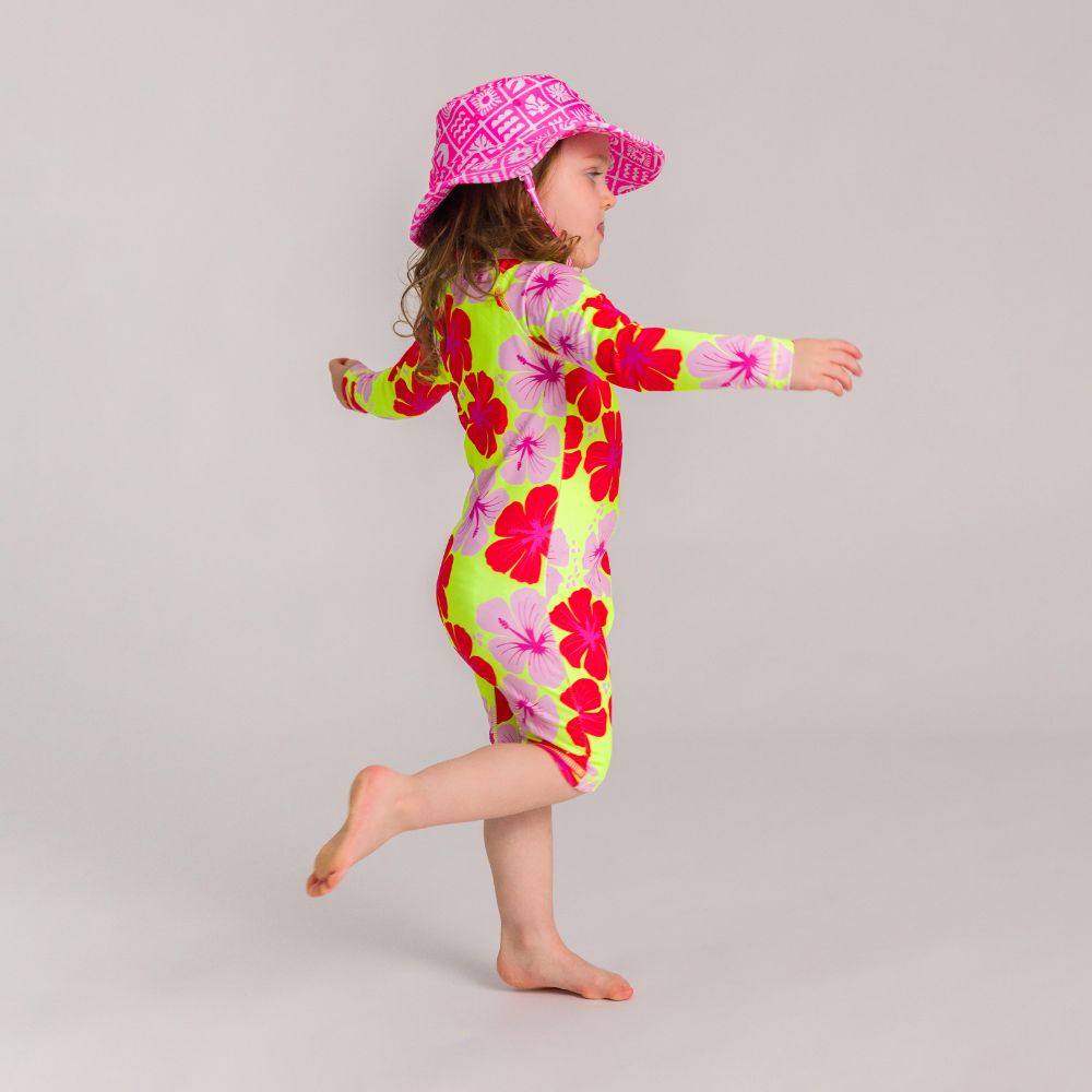 Swim Bucket Hat - Neon Pink Retro Surf