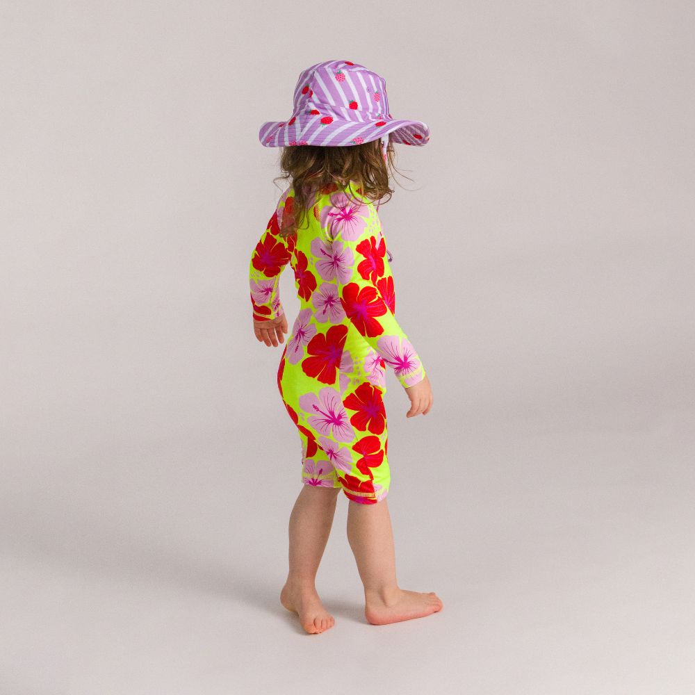 Swim Bucket Hat - Striped Raspberries
