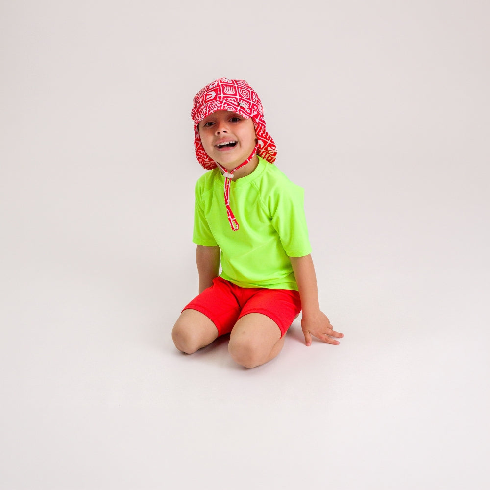 Neon Swim Legionnaire Sun Hat - Red Retro Surf