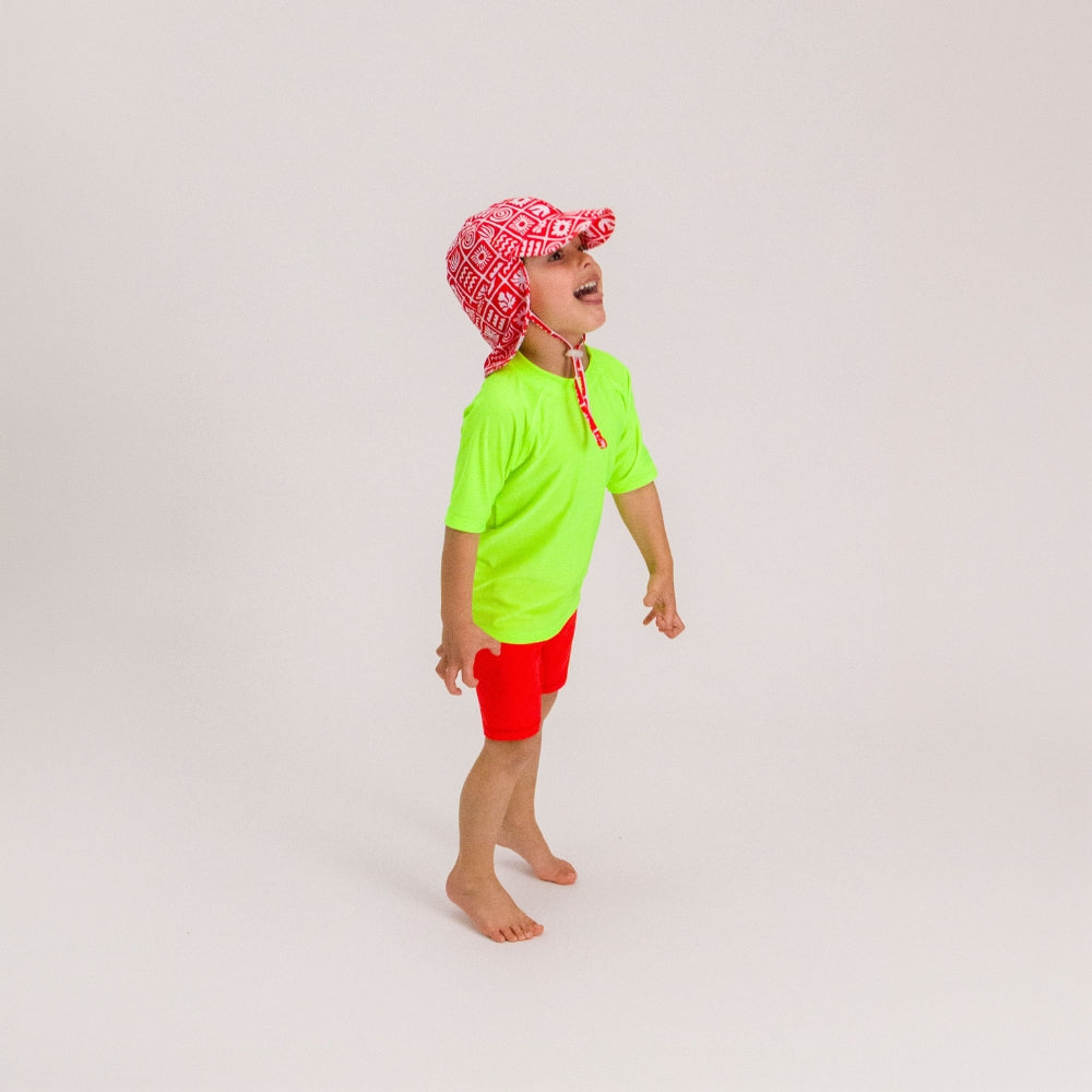 Neon Swim Legionnaire Sun Hat - Red Retro Surf