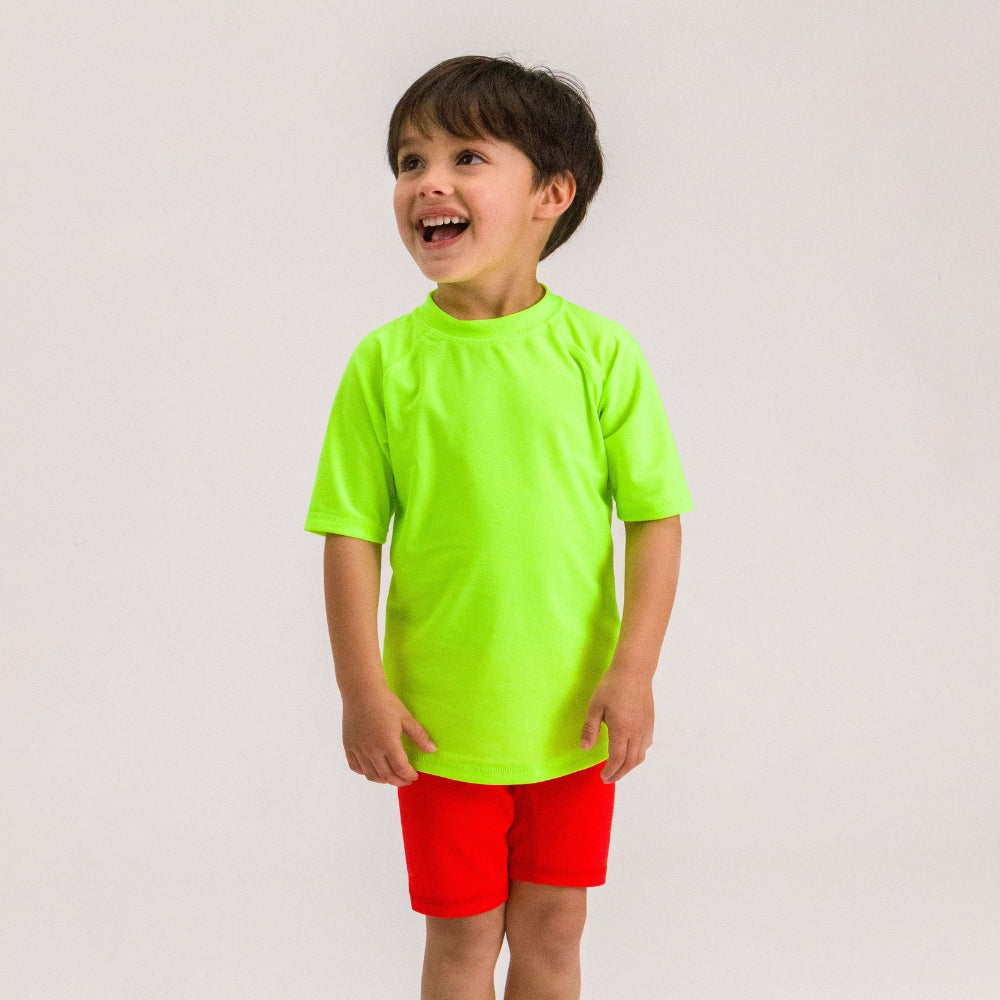 Neon Short Sleeve Rash Vest - Neon Green