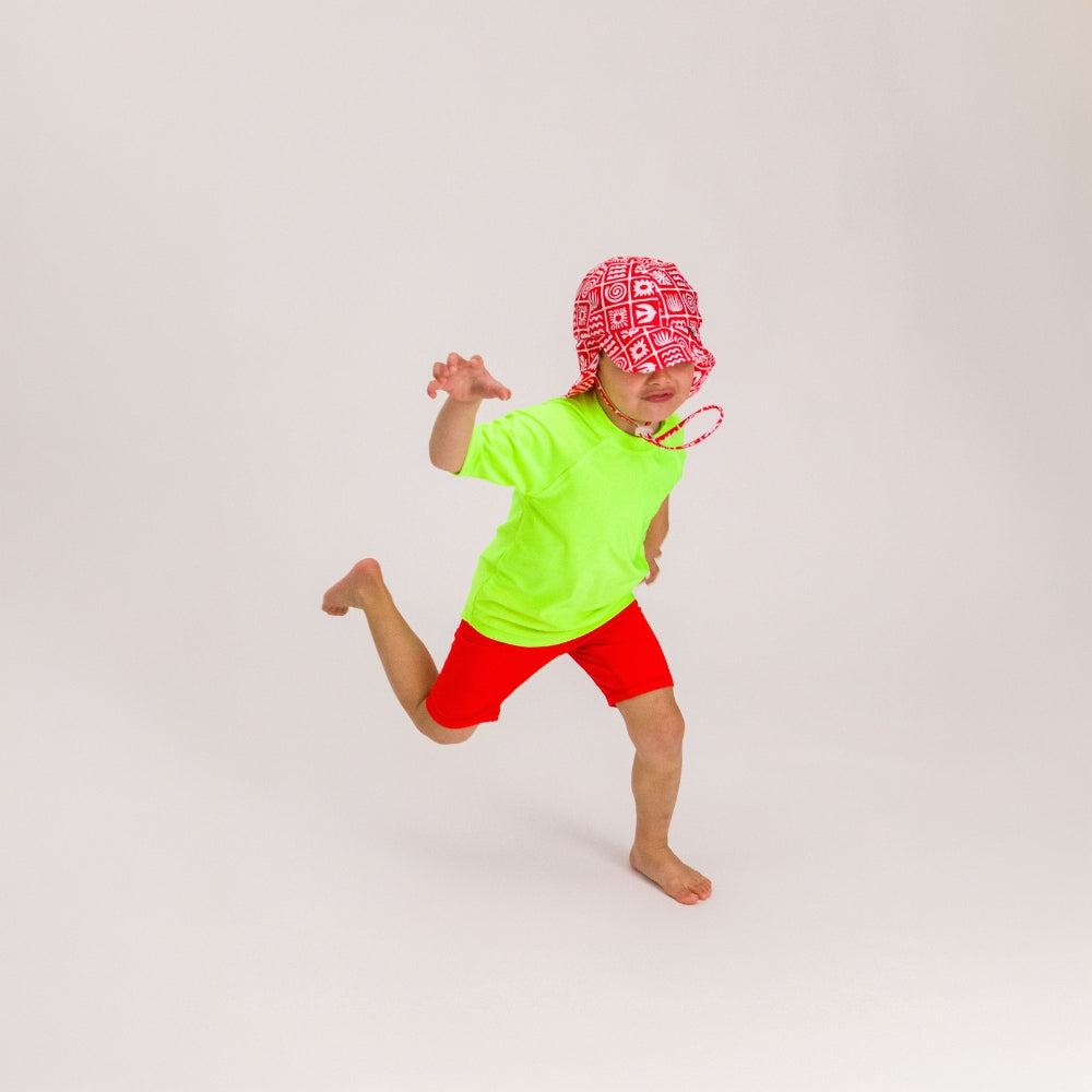 Neon Short Sleeve Rash Vest - Neon Green