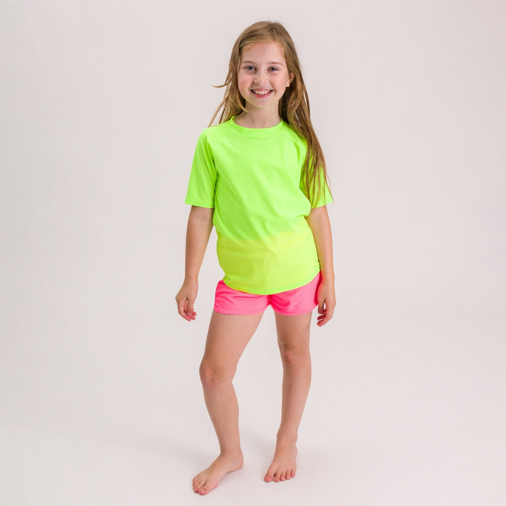 Neon Short Sleeve Rash Vest - Neon Green