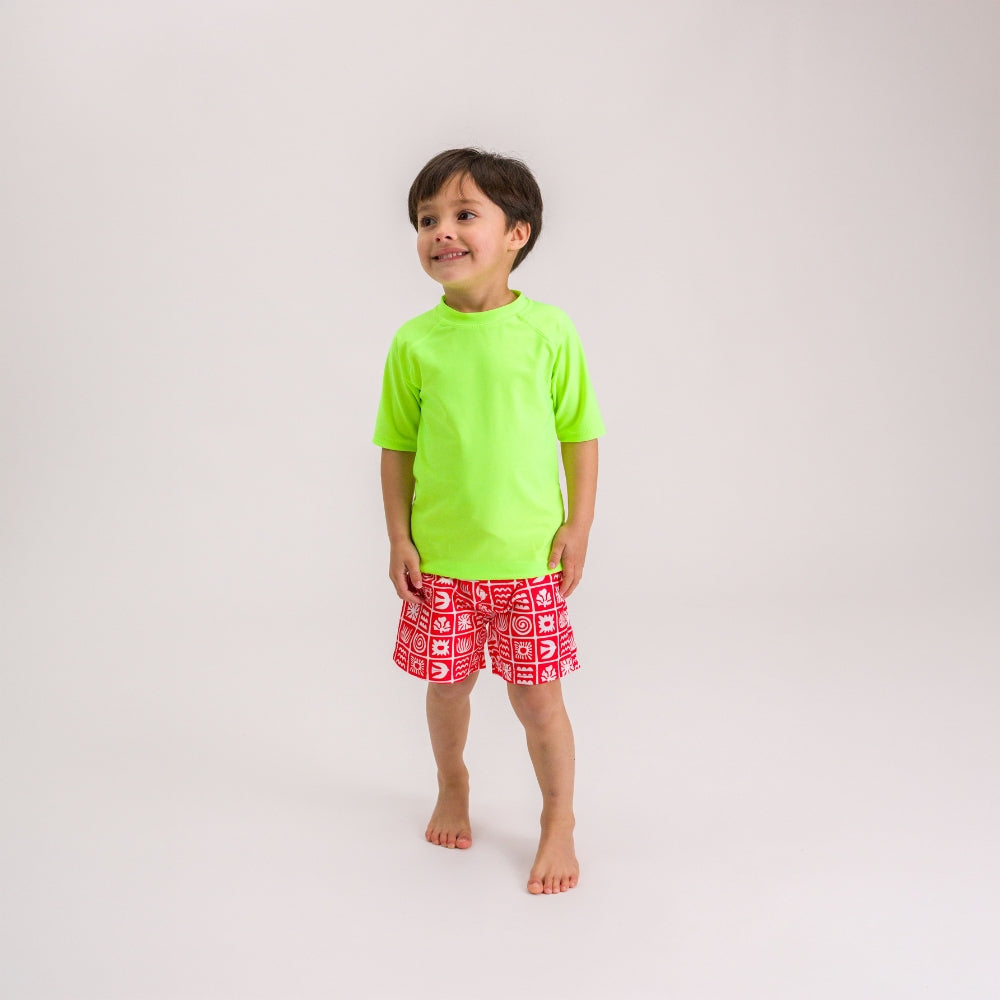 Neon Short Sleeve Rash Vest - Neon Green