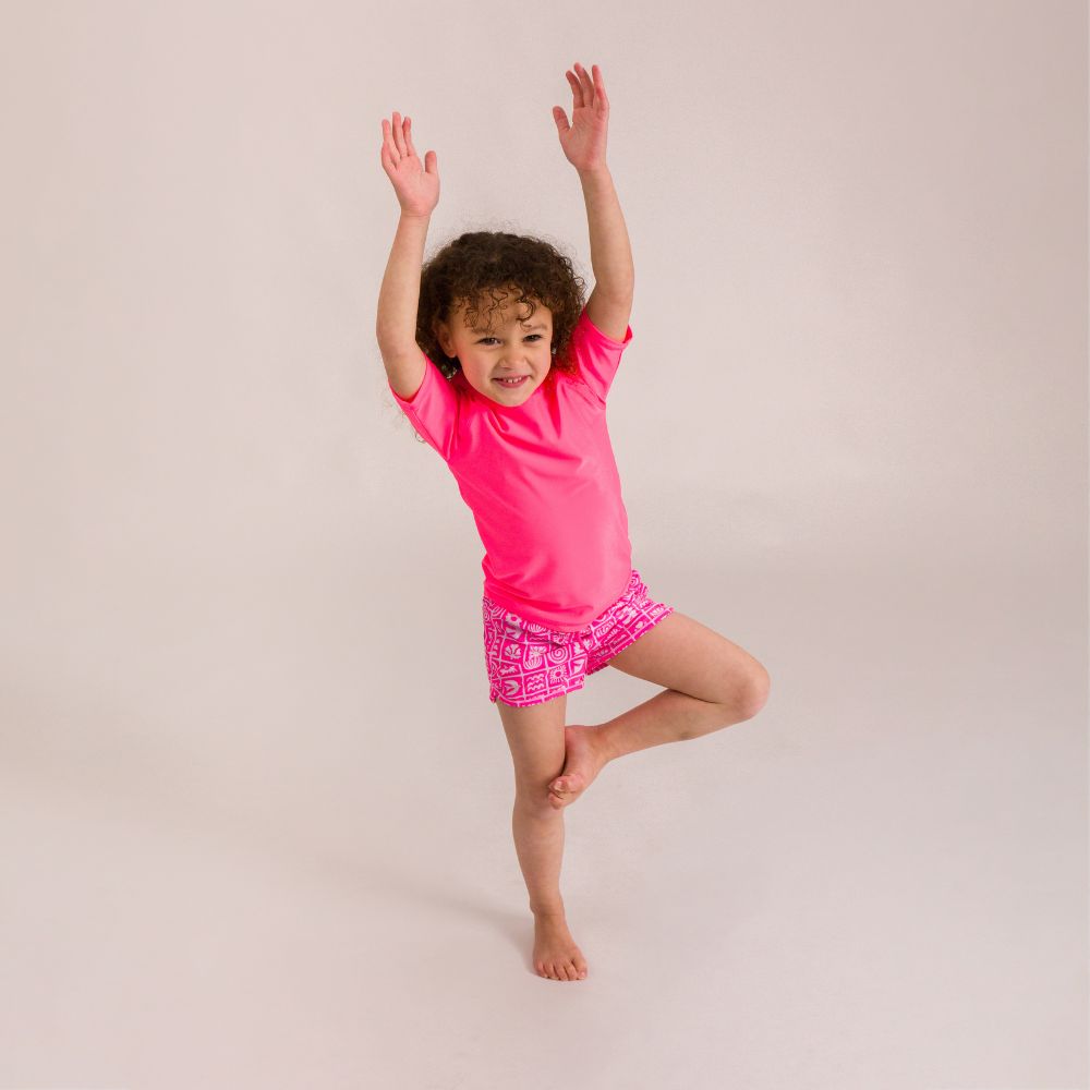 Neon Short Sleeve Rash Vest - Neon Pink