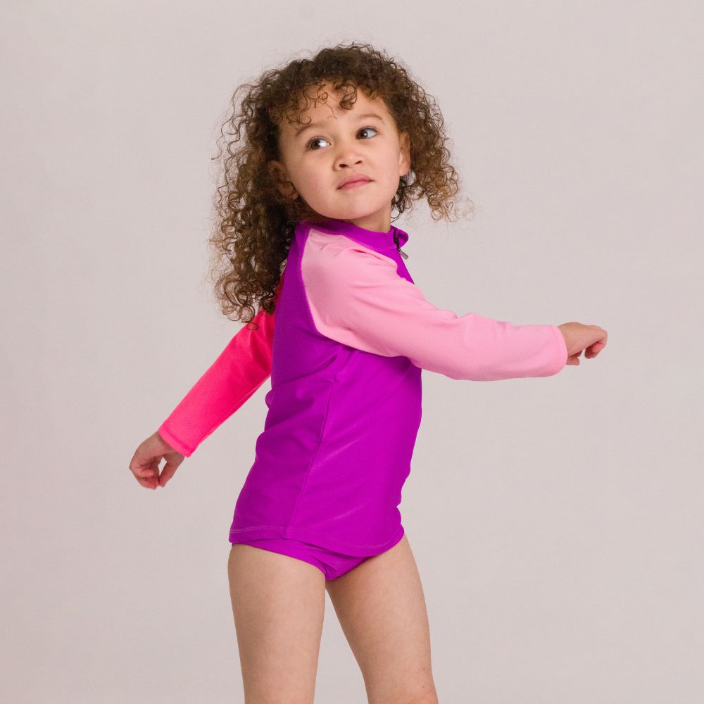 Neon Swim Zip Rash Vest - Spliced Ripple