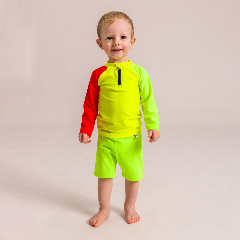 Neon Swim Zip Rash Vest - Spliced Waves