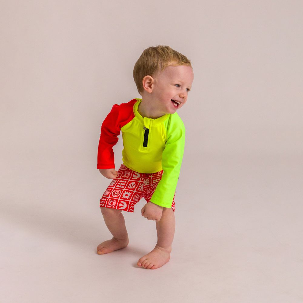 Neon Swim Zip Rash Vest - Spliced Waves