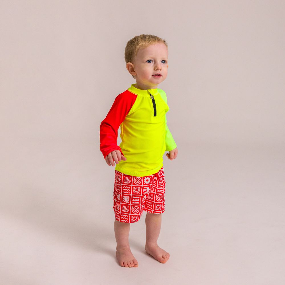 Neon Swim Zip Rash Vest - Spliced Waves