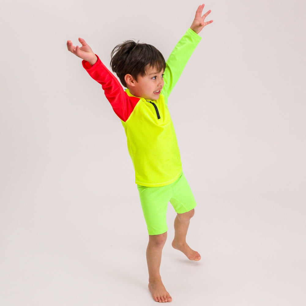 Neon Swim Zip Rash Vest - Spliced Waves