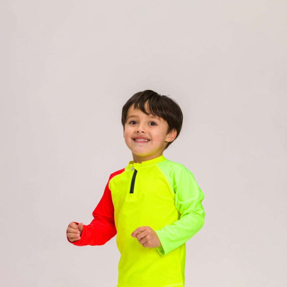 Neon Swim Zip Rash Vest - Spliced Waves