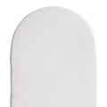 White fitted sheet on a mattress on white background