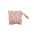 Mini pink floral print wet bag with zip on a white background