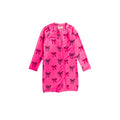Short Boyleg Swimsuit in Neon Pink Bows pattern on a white background