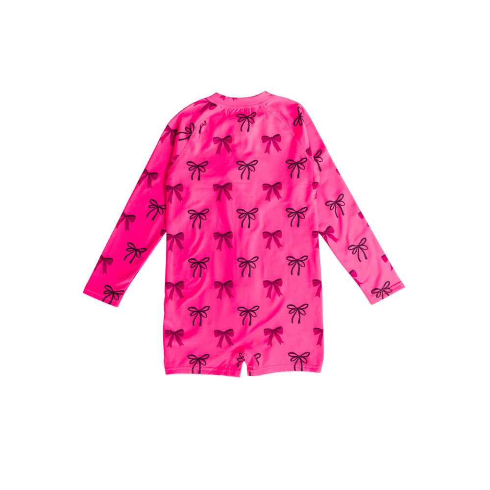Neon Brushed Extra Shortie Swimsuit Half Zip - Neon Bows