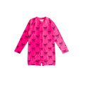 Short Boyleg Half Zip Swimsuit in Neon Bows pattern on a white background