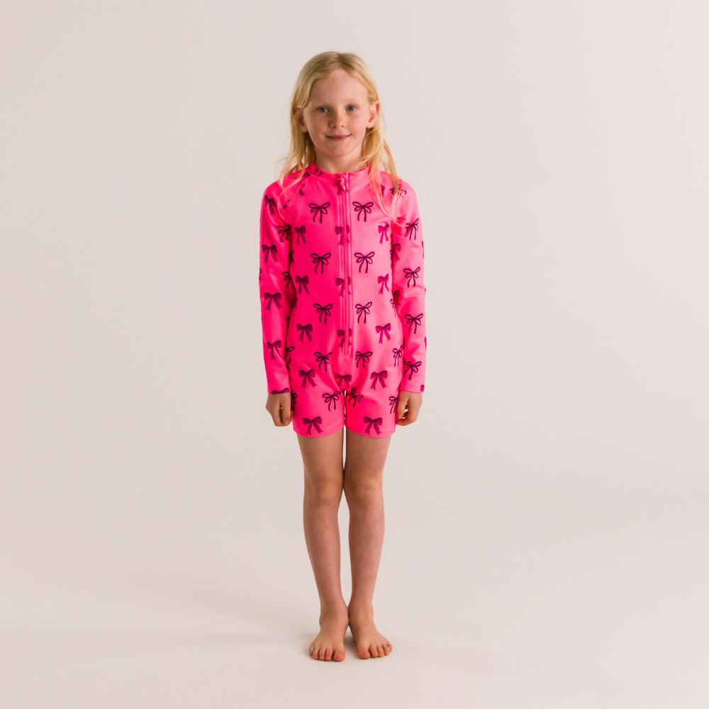 Neon Brushed Extra Shortie Swimsuit - Neon Bows