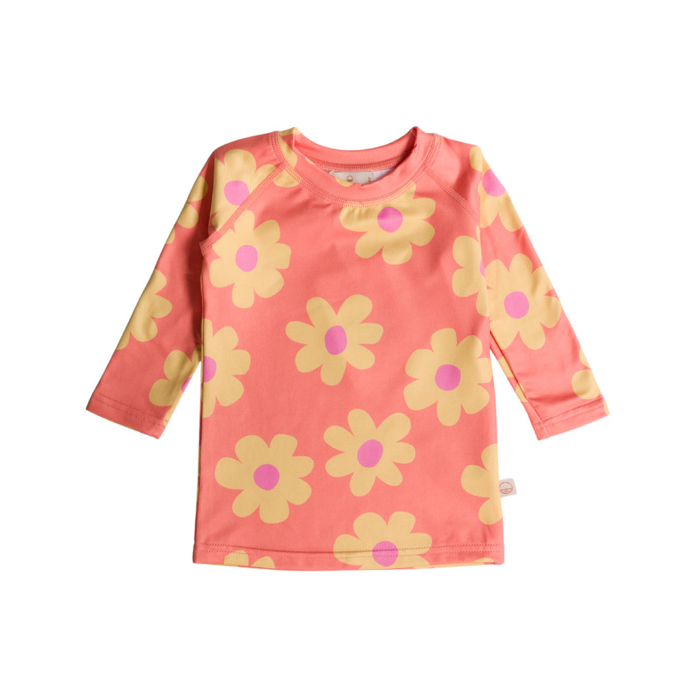 Neon Swim Rash Shirt in Pop Daisy pattern on a white background