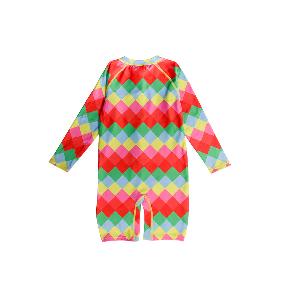 Neon Brushed Shortie Swimsuit Half Zip - Diamonds