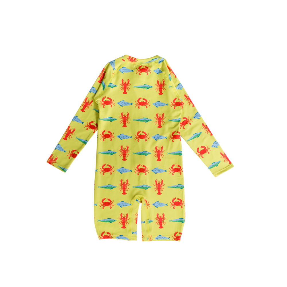 Neon Brushed Shortie Swimsuit Half Zip - Lobster