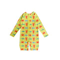 Neon Shortie Swimsuit with Half Zip in Lobster pattern on a white background