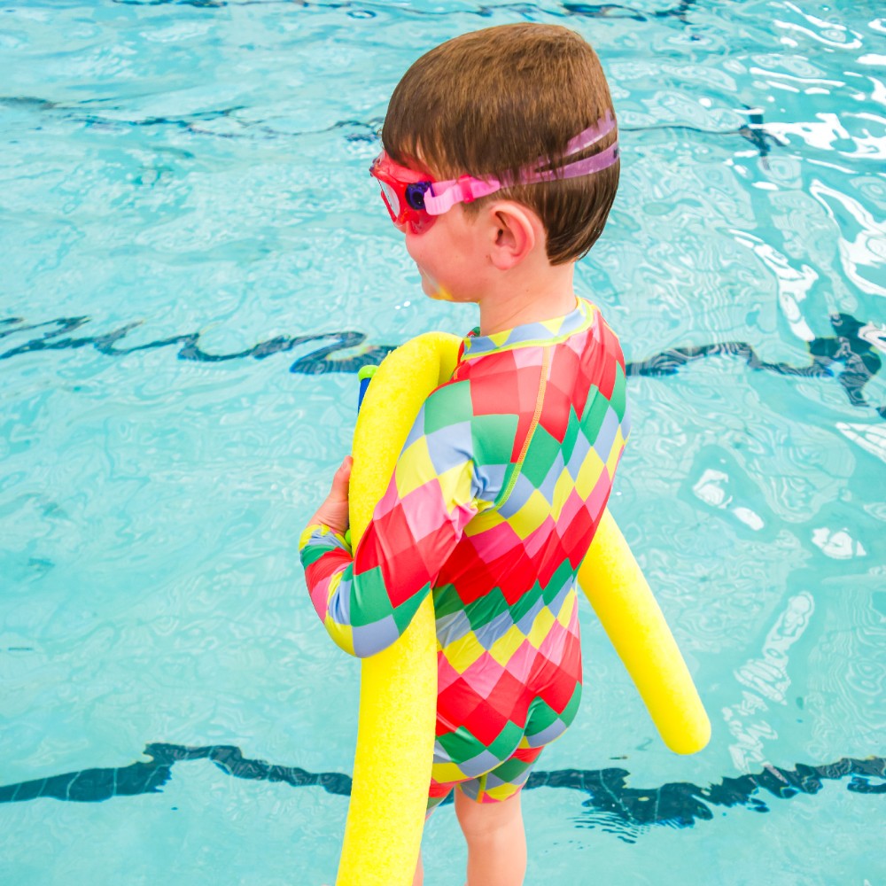 Neon Brushed Shortie Swimsuit Half Zip - Green Waves