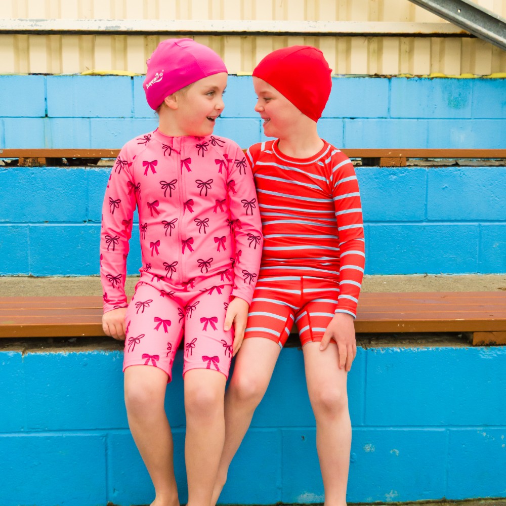 Neon Brushed Shortie Swimsuit Half Zip - Lobster