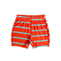 Neon Swim Shorts in Red Stripe pattern on a white background
