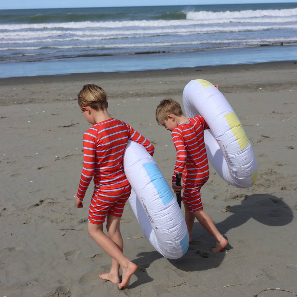 Neon Brushed Swim Shorts - Red Stripe