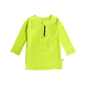 Neon Rash Shirt with zip in Neon Green on a white background
