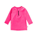 Neon Rash Shirt with zip in Neon Pink on a white background