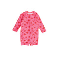 Neon Shortie Swimsuit in Pink Hearts pattern on a white background