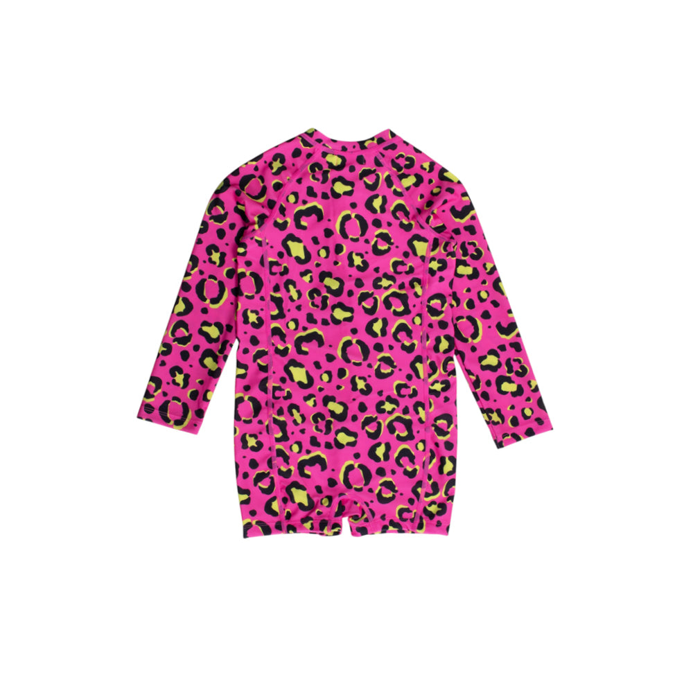 Neon Extra Shortie Swimsuit Half Zip - Pink Leopard
