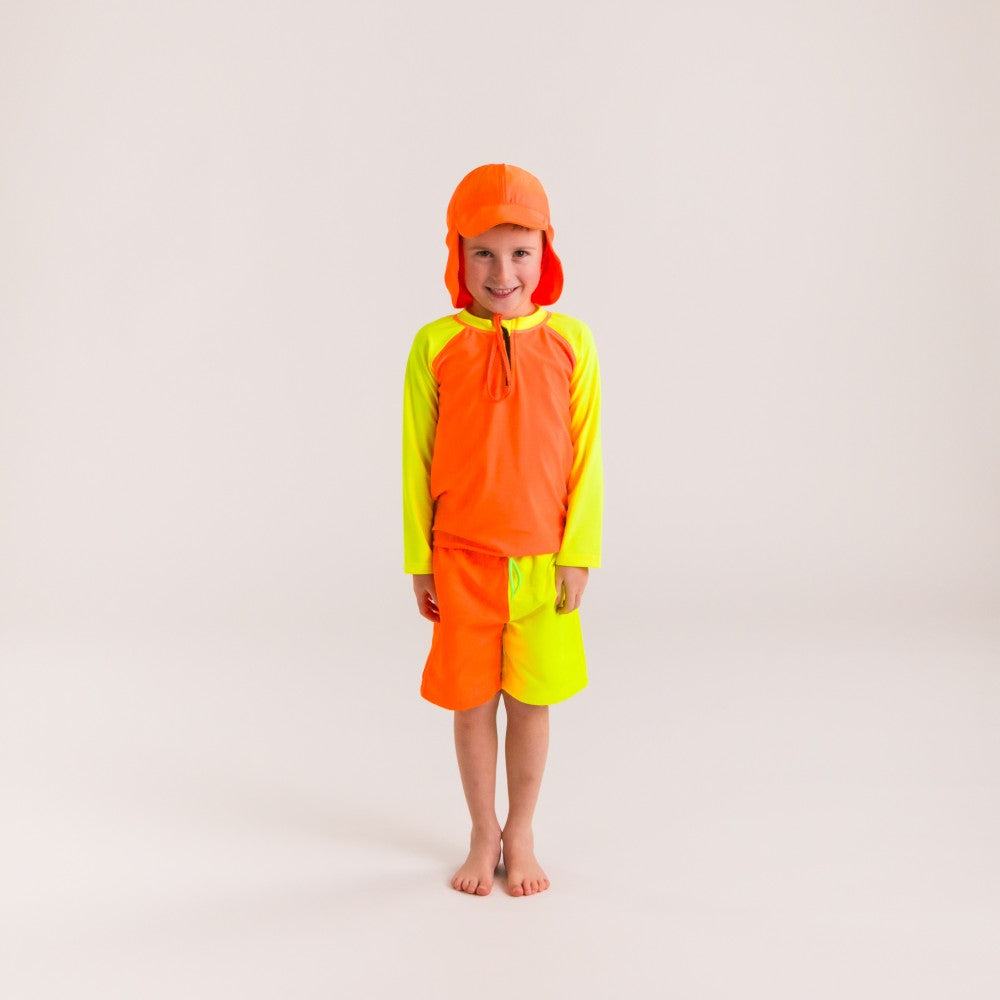 Neon Swim Legionnaire Sun Hat - Neon Orange
