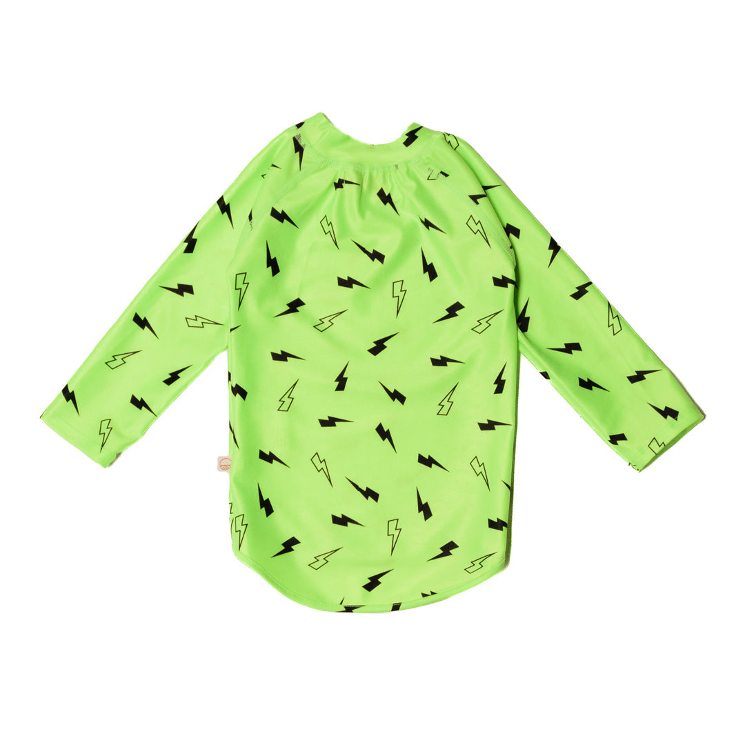 Neon Swim Rash Vest - Green Bolts