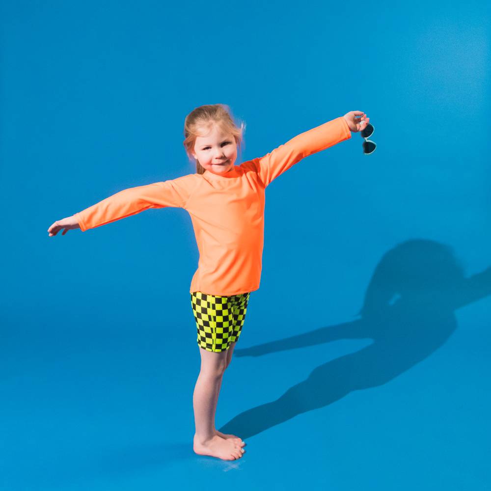 Neon Swim Rash Vest - Neon Orange