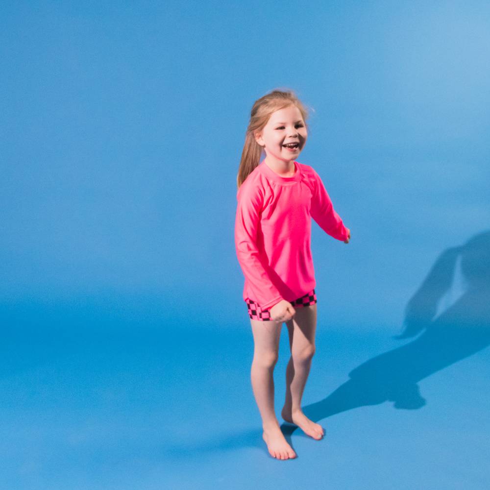 Neon Swim Rash Vest - Neon Pink