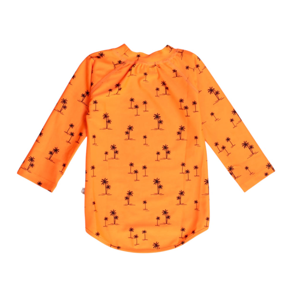 Neon Swim Rash Vest - Orange Palms