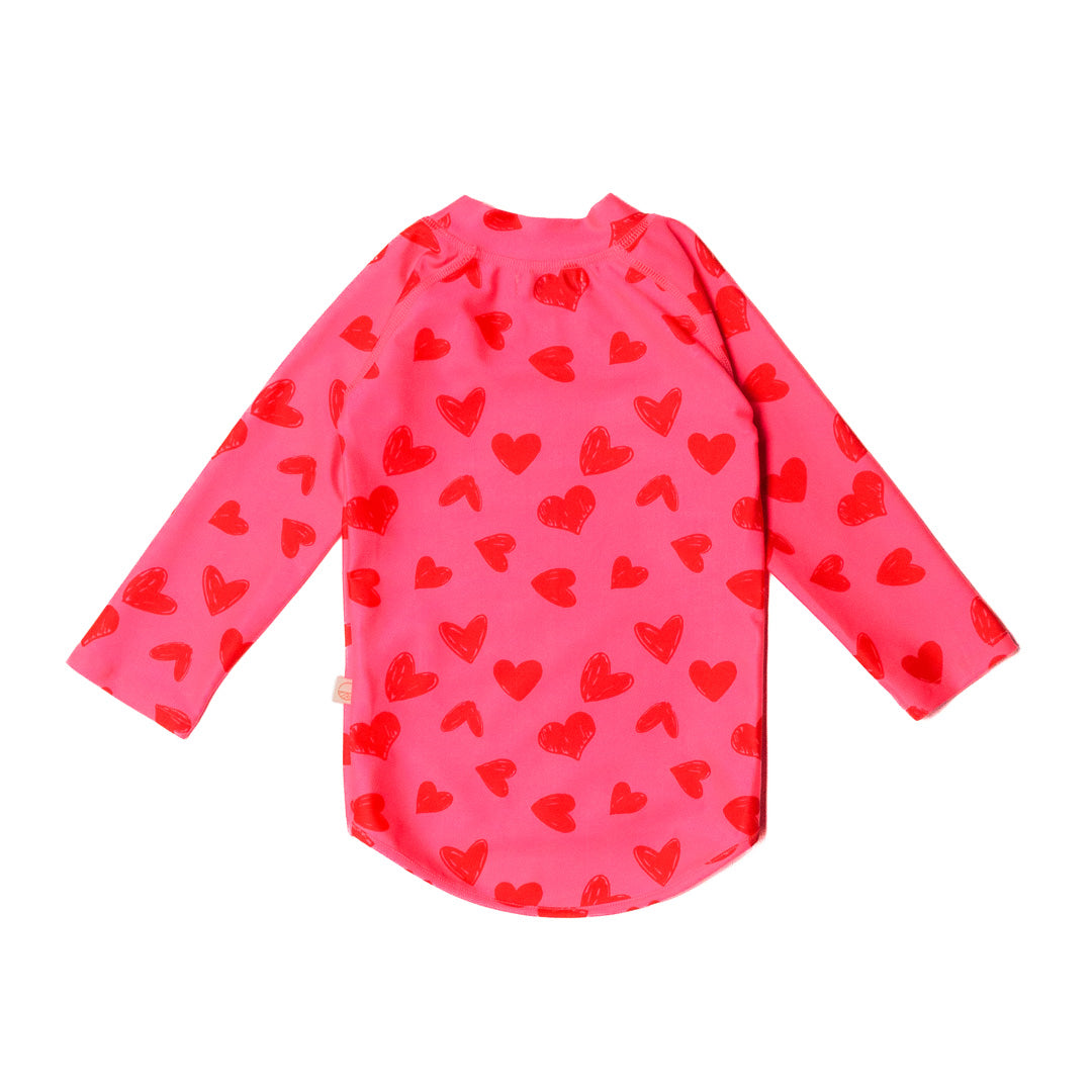 Neon Swim Rash Vest - Pink Hearts