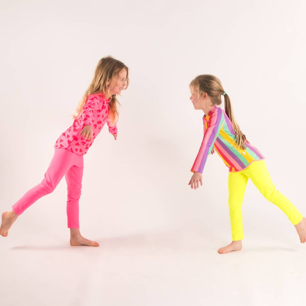 Neon Swim Rash Vest - Pink Hearts