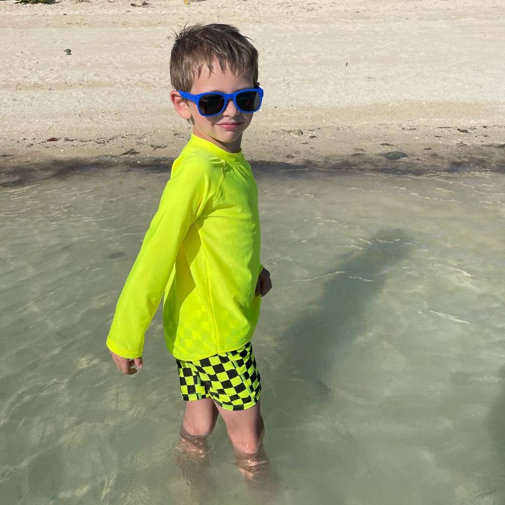Neon Swim Shorts - Neon Yellow Check