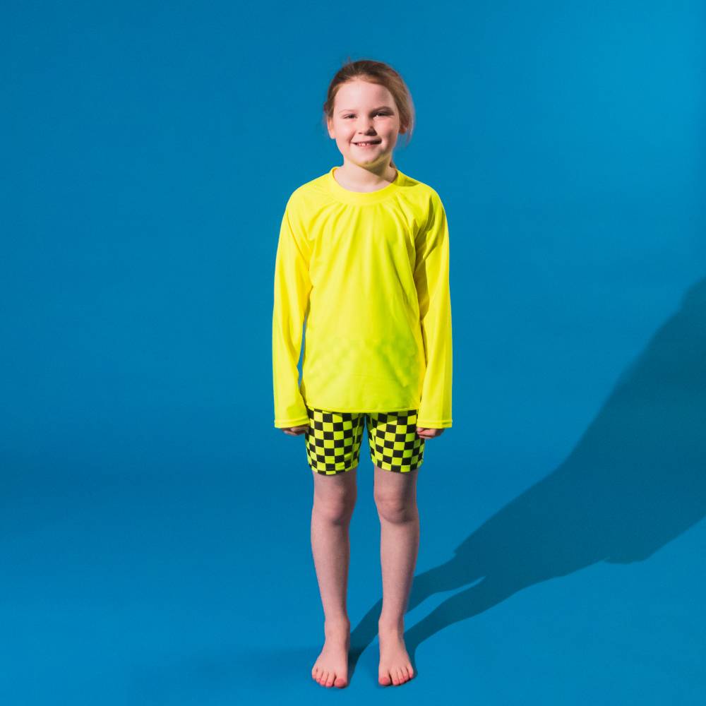 Neon Swim Shorts - Neon Yellow Check