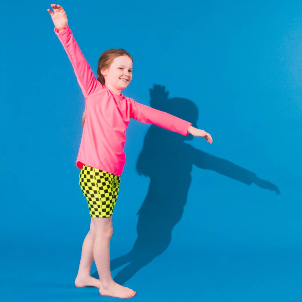 Neon Swim Shorts - Neon Yellow Check