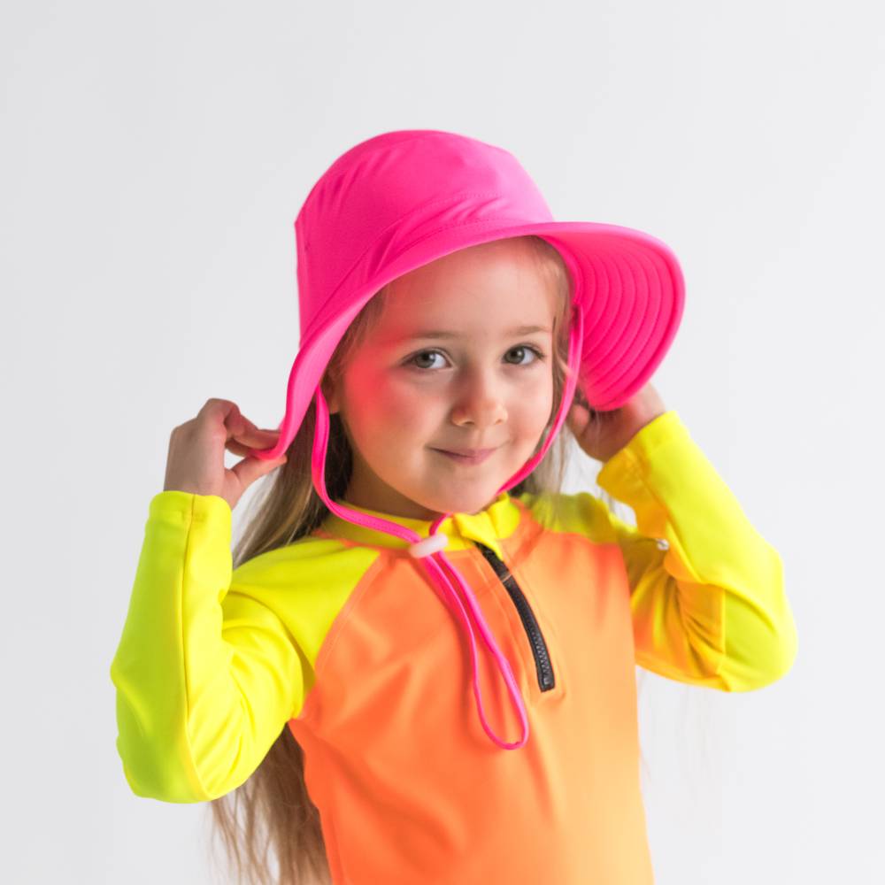 Neon Swim Zip Rash Vest - Neon Orange