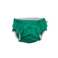 Green reusable swim nappy with snaps on a white background