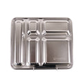 Stainless steel bento box with multiple compartments on a white background, branded 'nestling'.