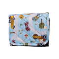 Quilted waterproof change mat with vehicle pattern on a white background