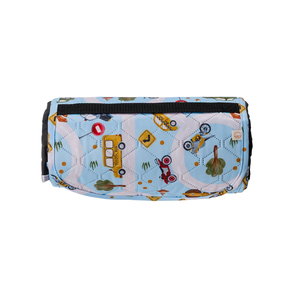Blue roadmap waterproof kids play mat on white background
