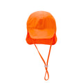 Neon orange swim legionnaire hat with a strap on a white background