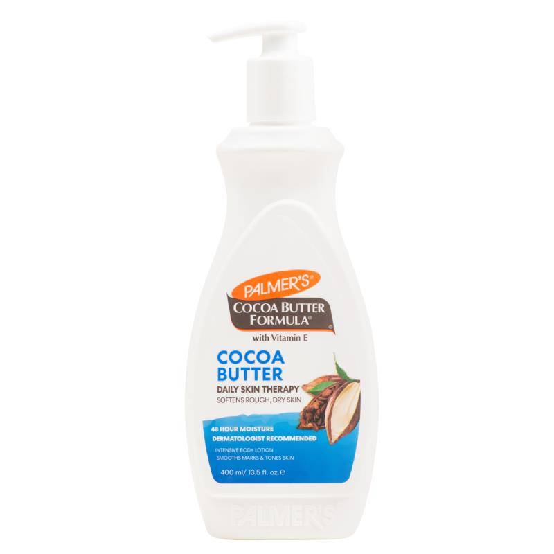 Palmers' White lotion bottle against white background.